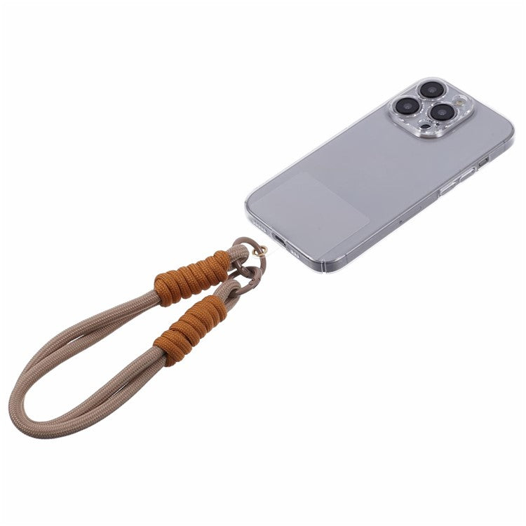 A4 Universal Phone Wrist Strap Lanyard Cameras Keyring Holder Short Strap with Tether Tab - Brown+Brown