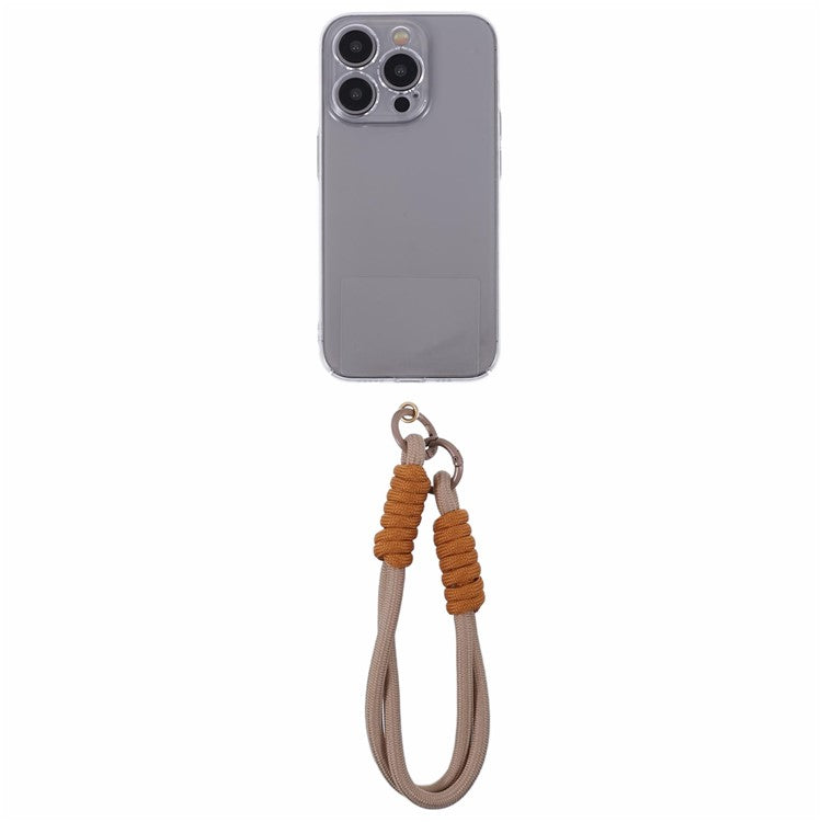 A4 Universal Phone Wrist Strap Lanyard Cameras Keyring Holder Short Strap with Tether Tab - Brown+Brown