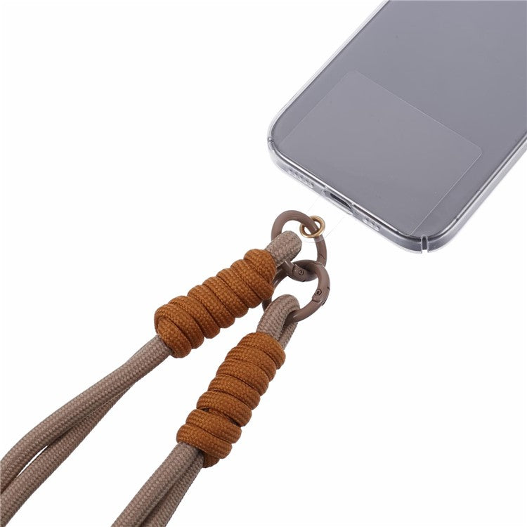 A4 Universal Phone Wrist Strap Lanyard Cameras Keyring Holder Short Strap with Tether Tab - Brown+Brown