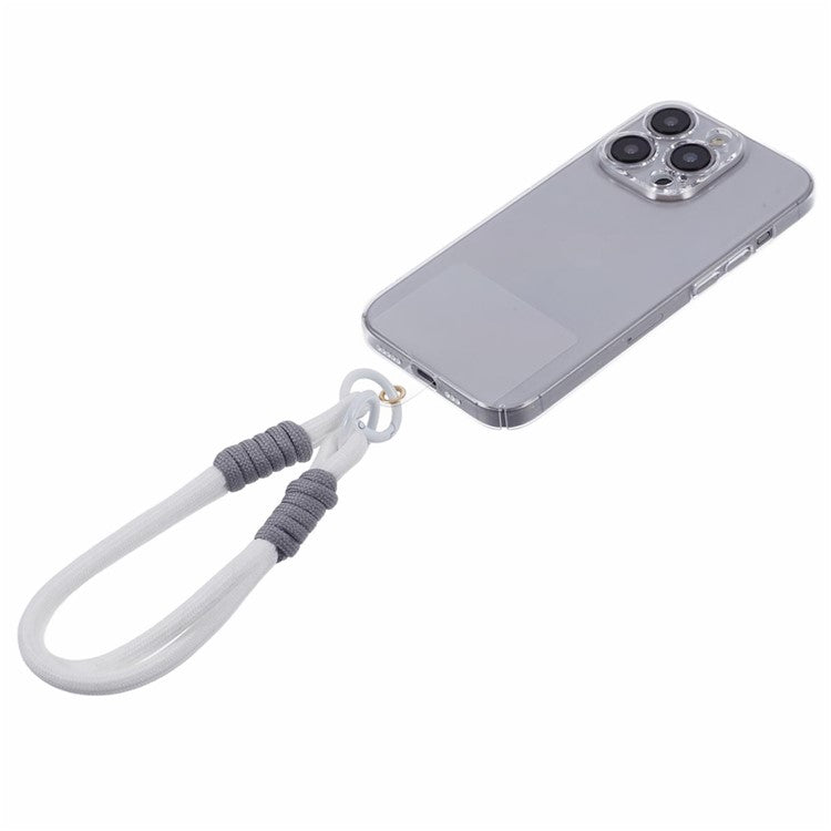 A4 Universal Phone Wrist Strap Lanyard Cameras Keyring Holder Short Strap with Tether Tab - White+Grey