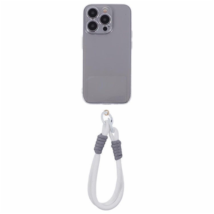 A4 Universal Phone Wrist Strap Lanyard Cameras Keyring Holder Short Strap with Tether Tab - White+Grey