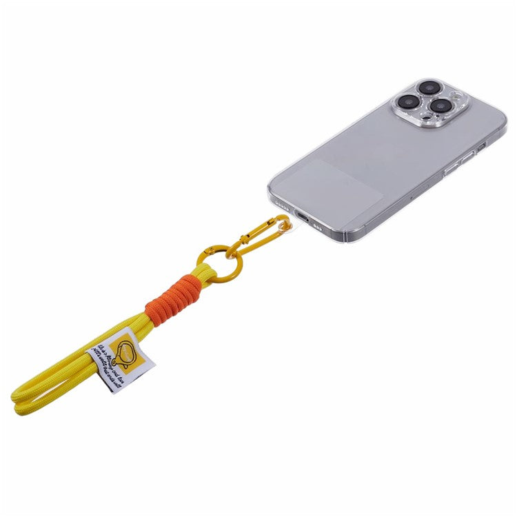 A2 Universal Short Phone Lanyard Carabiner Keyring Camera Wrist Strap Rope with Tether Tab - Yellow