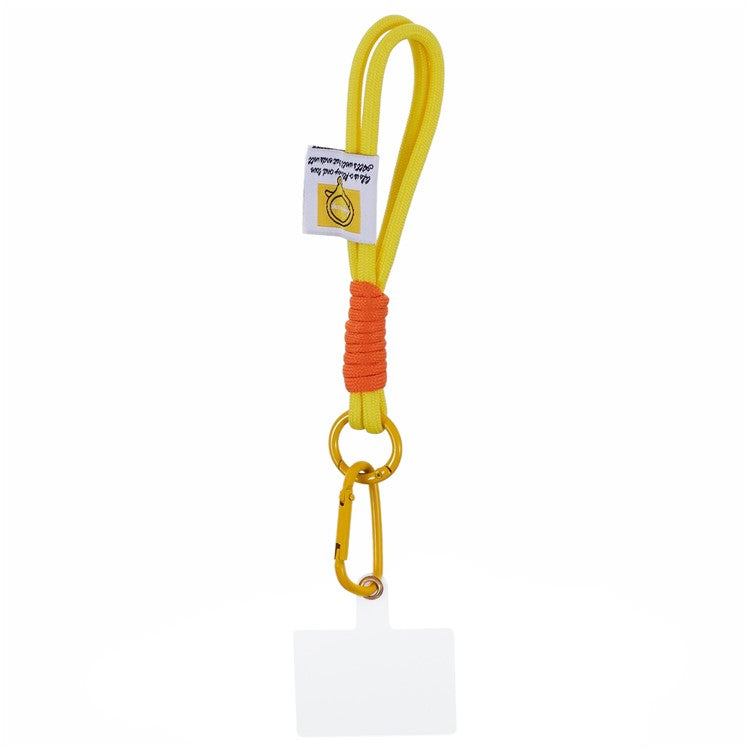 A2 Universal Short Phone Lanyard Carabiner Keyring Camera Wrist Strap Rope with Tether Tab - Yellow