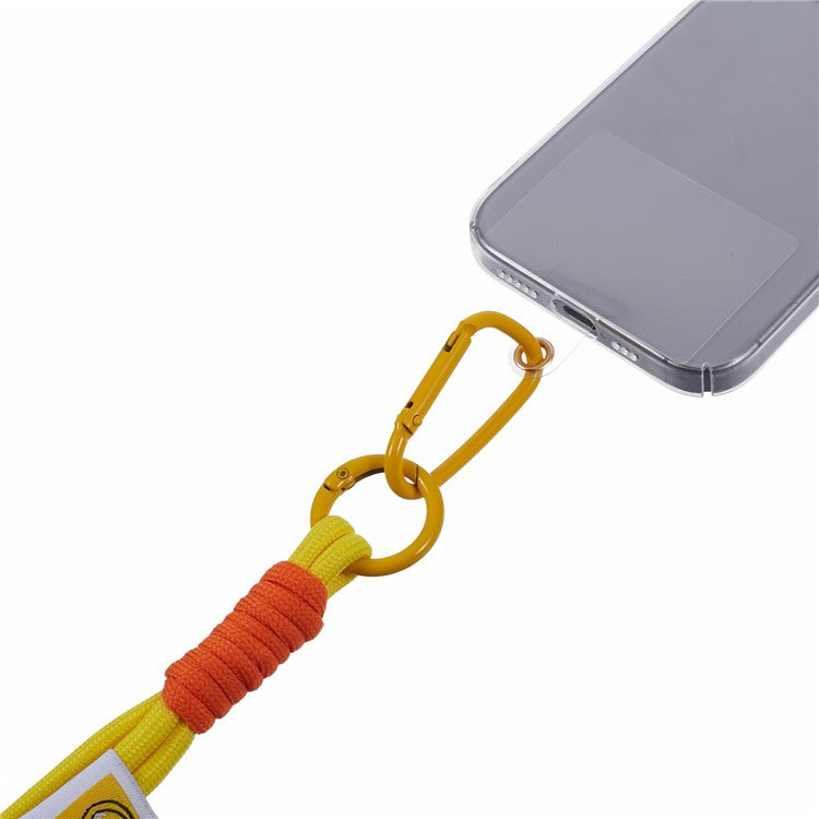 A2 Universal Short Phone Lanyard Carabiner Keyring Camera Wrist Strap Rope with Tether Tab - Yellow