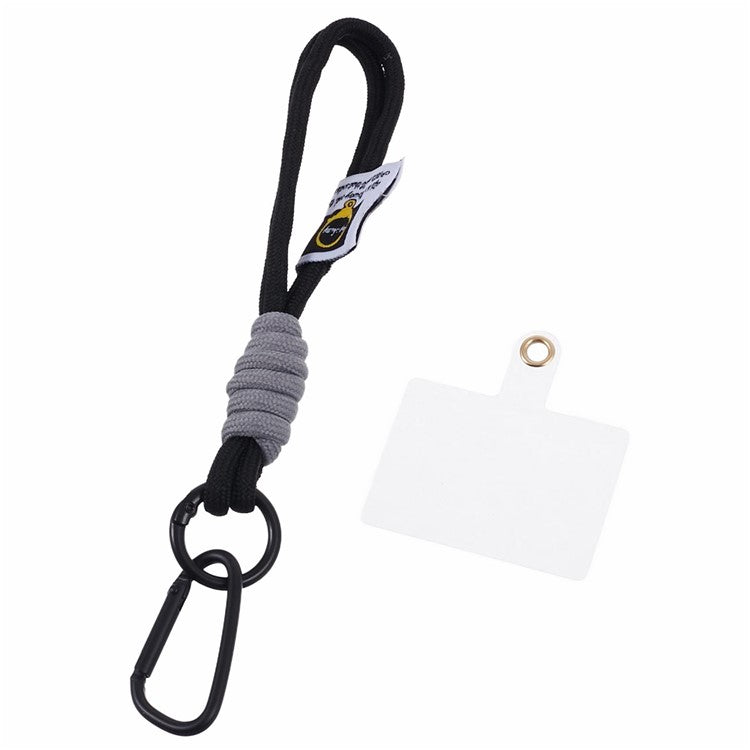 A2 Universal Short Phone Lanyard Carabiner Keyring Camera Wrist Strap Rope with Tether Tab - Black