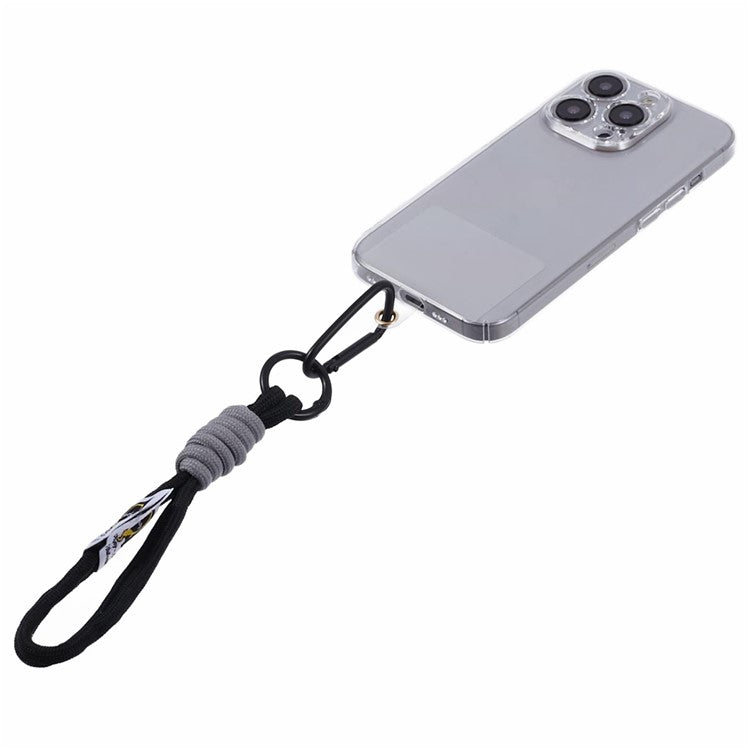 A2 Universal Short Phone Lanyard Carabiner Keyring Camera Wrist Strap Rope with Tether Tab - Black