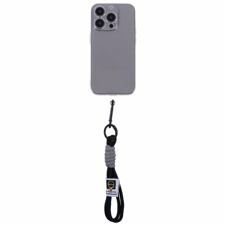 A2 Universal Short Phone Lanyard Carabiner Keyring Camera Wrist Strap Rope with Tether Tab - Black