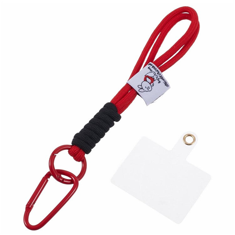 A2 Universal Short Phone Lanyard Carabiner Keyring Camera Wrist Strap Rope with Tether Tab - Red