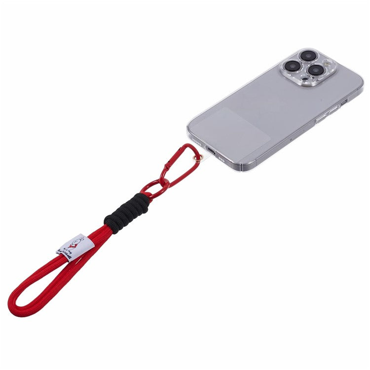 A2 Universal Short Phone Lanyard Carabiner Keyring Camera Wrist Strap Rope with Tether Tab - Red