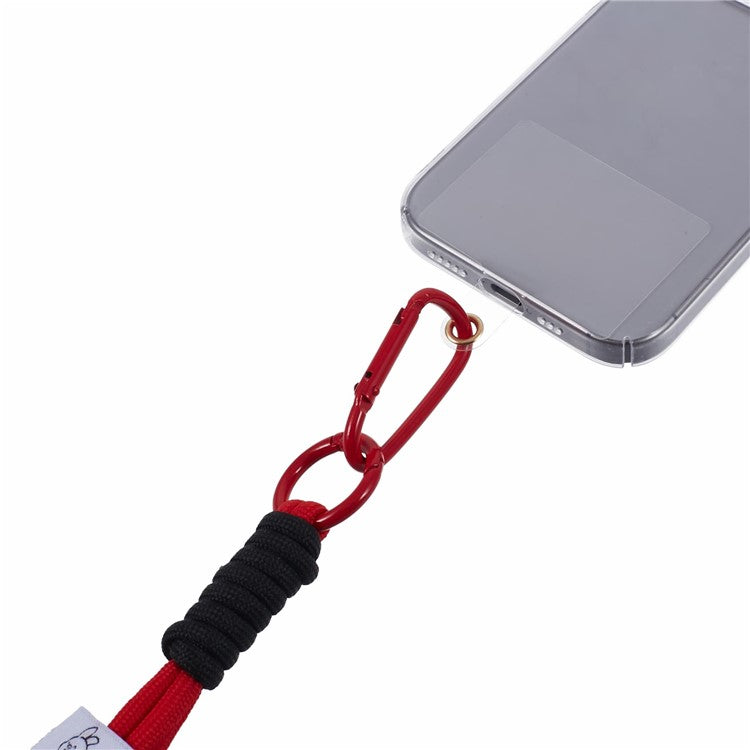 A2 Universal Short Phone Lanyard Carabiner Keyring Camera Wrist Strap Rope with Tether Tab - Red