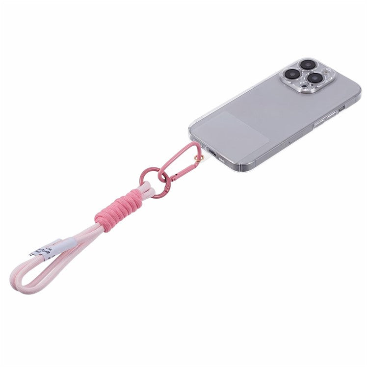 A2 Universal Short Phone Lanyard Carabiner Keyring Camera Wrist Strap Rope with Tether Tab - Pink