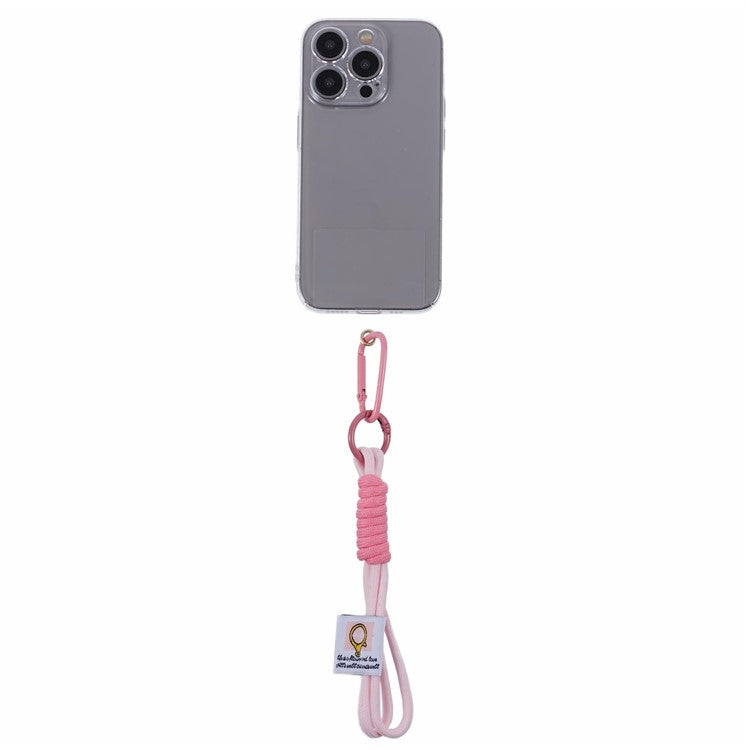 A2 Universal Short Phone Lanyard Carabiner Keyring Camera Wrist Strap Rope with Tether Tab - Pink