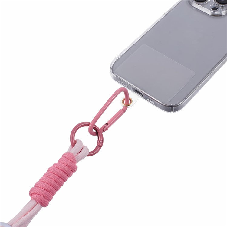 A2 Universal Short Phone Lanyard Carabiner Keyring Camera Wrist Strap Rope with Tether Tab - Pink