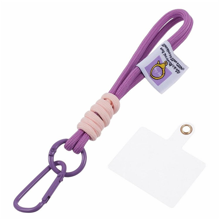 A2 Universal Short Phone Lanyard Carabiner Keyring Camera Wrist Strap Rope with Tether Tab - Purple