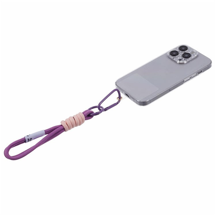 A2 Universal Short Phone Lanyard Carabiner Keyring Camera Wrist Strap Rope with Tether Tab - Purple