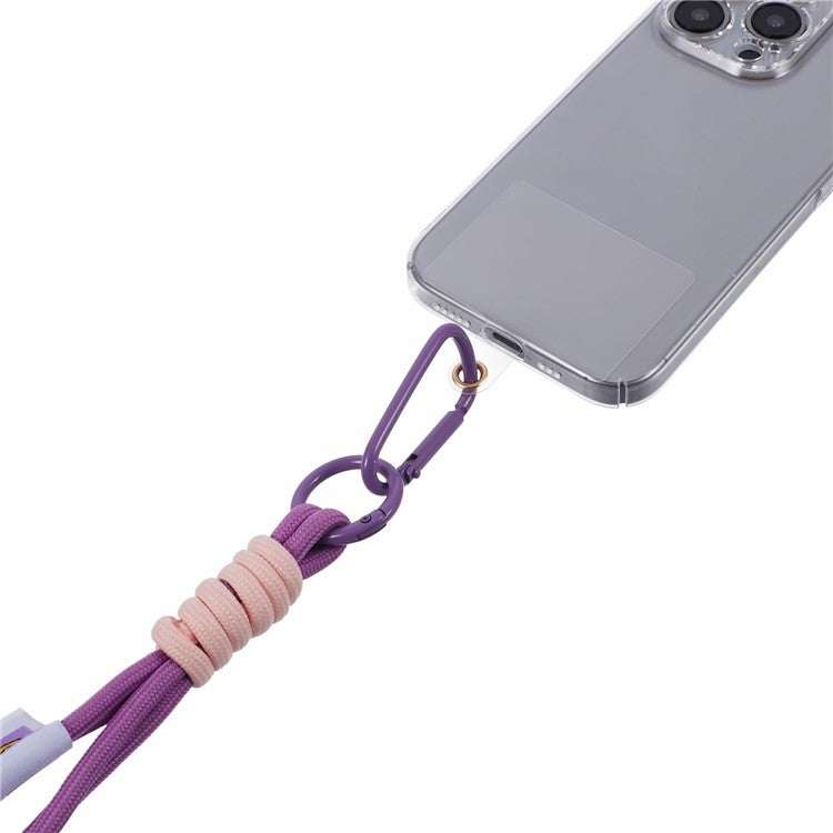 A2 Universal Short Phone Lanyard Carabiner Keyring Camera Wrist Strap Rope with Tether Tab - Purple