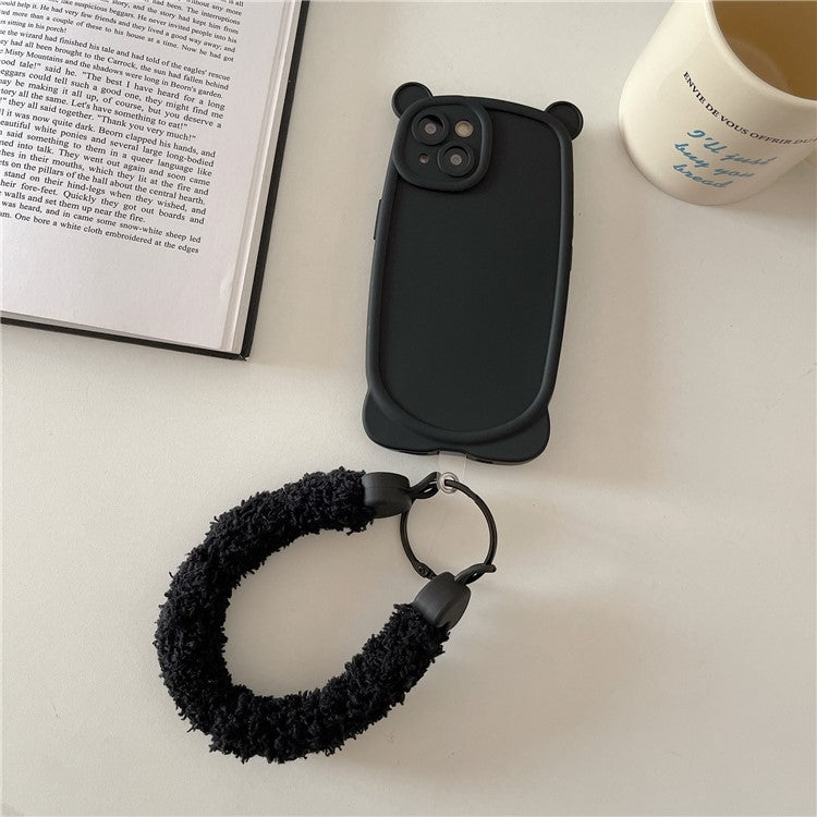 A7 Style Plush Phone Wrist Strap Anti-Loss Phone Lanyard Keychain with Tether Tab - Black