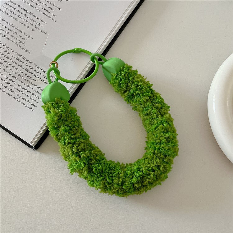 A7 Style Plush Phone Wrist Strap Anti-Loss Phone Lanyard Keychain with Tether Tab - Green