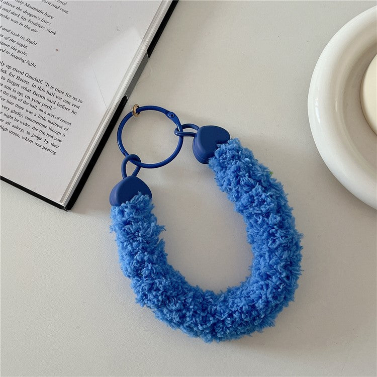 A7 Style Plush Phone Wrist Strap Anti-Loss Phone Lanyard Keychain with Tether Tab  - Blue