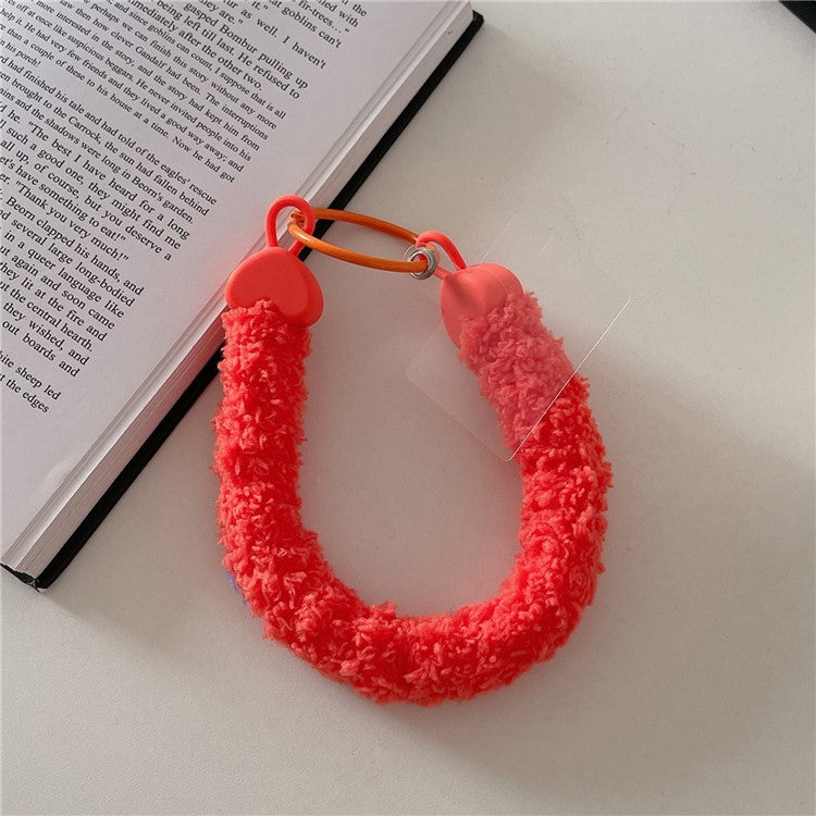 A7 Style Plush Phone Wrist Strap Anti-Loss Phone Lanyard Keychain with Tether Tab - Orange