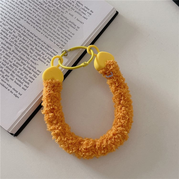 A7 Style Plush Phone Wrist Strap Anti-Loss Phone Lanyard Keychain with Tether Tab - Yellow