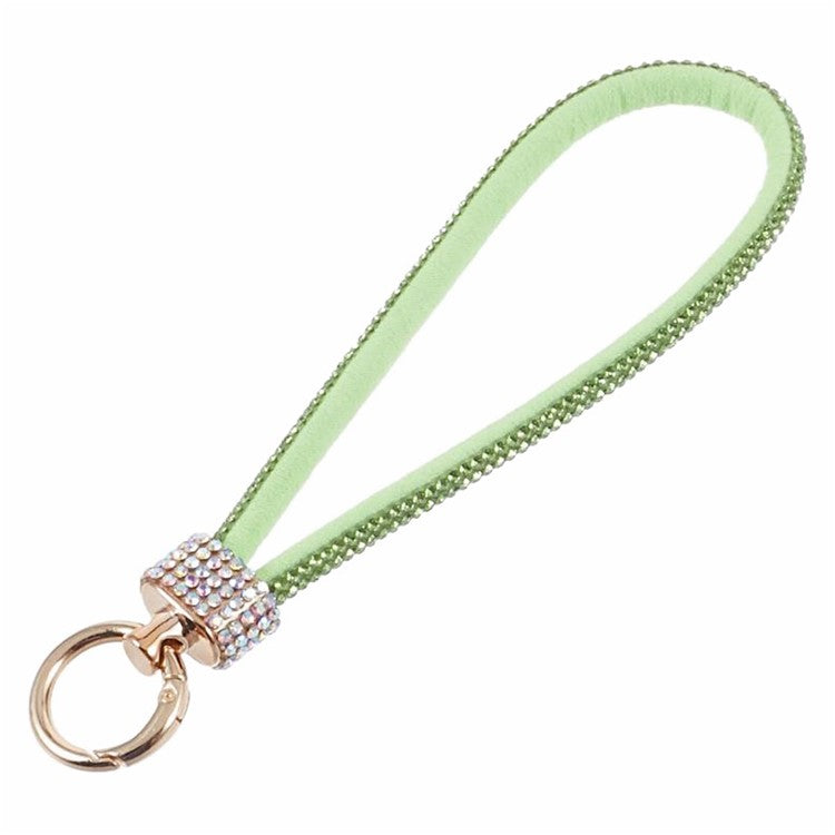 A12 Style Phone Wrist Strap Rhinestone Decor Bling Wristlet Key Chain with Patch - Green