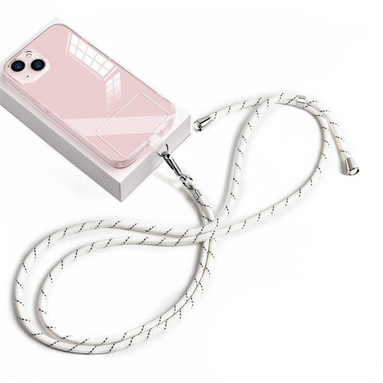 6mm Nylon Phone Lanyard Crossbody Adjustable Cell Phone Neck Shoulder Strap with Pad - White Grey / Fine Grain