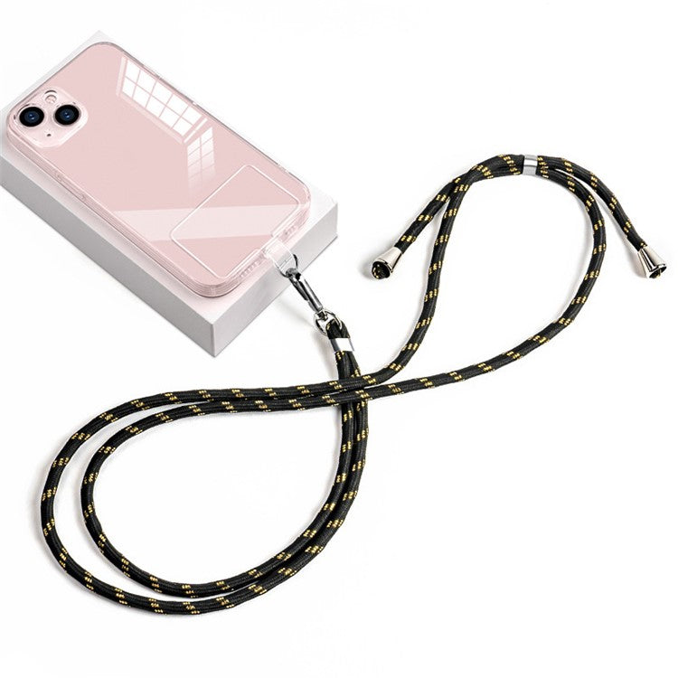 6mm Nylon Phone Lanyard Crossbody Adjustable Cell Phone Neck Shoulder Strap with Pad - Black Gold