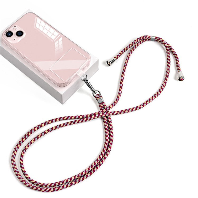 6mm Nylon Phone Lanyard Crossbody Adjustable Cell Phone Neck Shoulder Strap with Pad - Red Apricot Grey / Coarse Grain