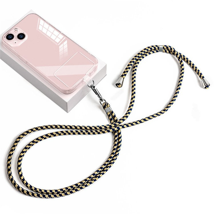 6mm Nylon Phone Lanyard Crossbody Adjustable Cell Phone Neck Shoulder Strap with Pad - Sapphire Apricot