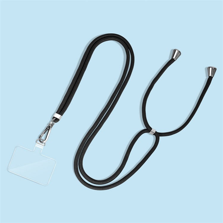 Universal Phone Lanyard 6mm Nylon Adjustable Phone Neck Strap with Pad - Dark Blue White