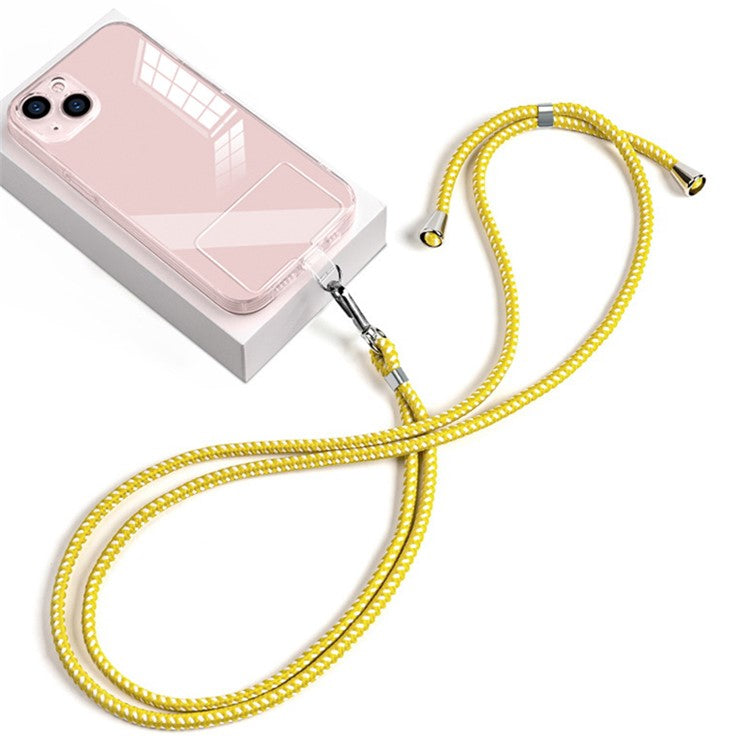 Universal Phone Lanyard 6mm Nylon Adjustable Phone Neck Strap with Pad - Light Yellow White