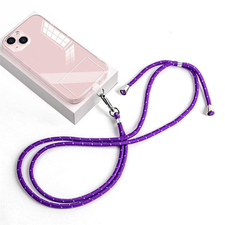 Universal Phone Lanyard 6mm Nylon Adjustable Phone Neck Strap with Pad - Purple / Dots