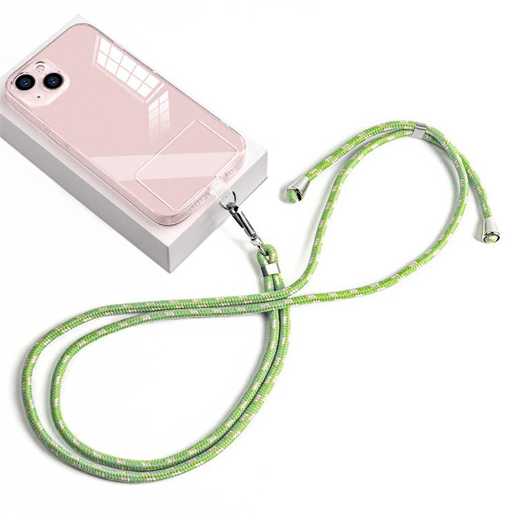 Universal Phone Lanyard 6mm Nylon Adjustable Phone Neck Strap with Pad - Bright Green Pink