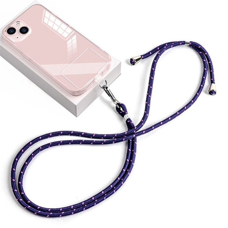 Universal Phone Lanyard 6mm Nylon Adjustable Phone Neck Strap with Pad - Dark Blue Pink