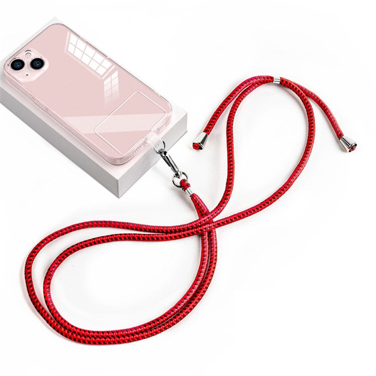 Universal Phone Lanyard 6mm Nylon Adjustable Phone Neck Strap with Pad - Red+Pink