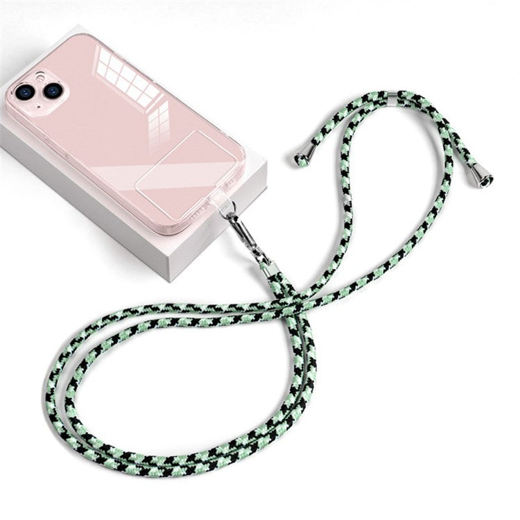 Universal Phone Lanyard 6mm Nylon Adjustable Phone Neck Strap with Pad - Black White Green