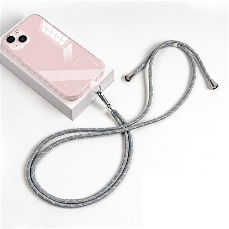 Universal Phone Lanyard 6mm Nylon Adjustable Phone Neck Strap with Pad - Light Grey / White Pattern