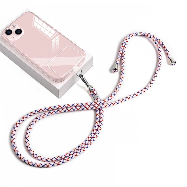 Universal Phone Lanyard 6mm Nylon Adjustable Phone Neck Strap with Pad - White Red Purple / X Pattern