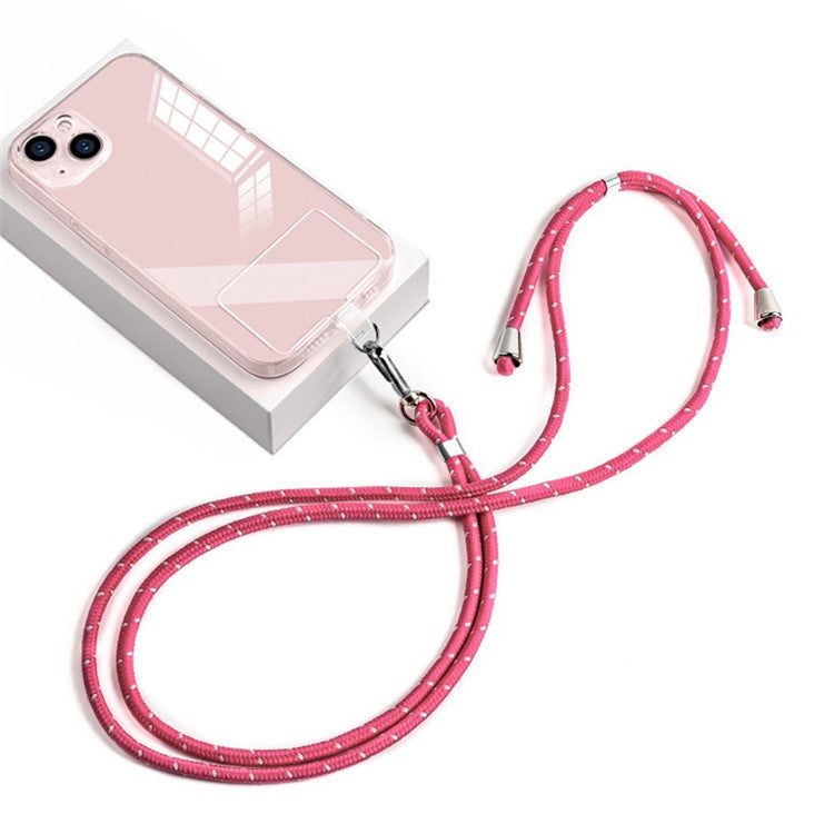 Universal Phone Lanyard 6mm Nylon Adjustable Phone Neck Strap with Pad - Dark Rose / Grey Dots