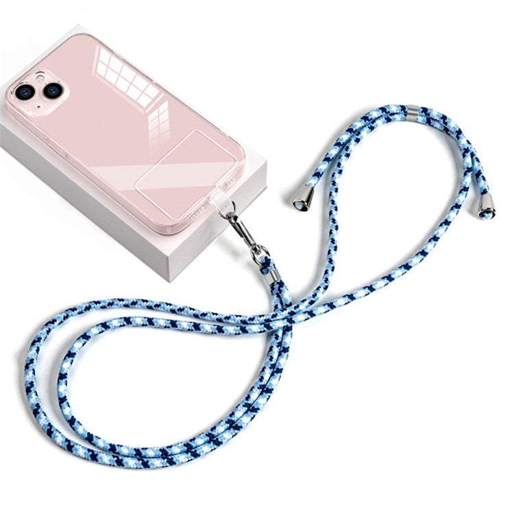 Universal Phone Lanyard 6mm Nylon Adjustable Phone Neck Strap with Pad - Dark Blue+Baby Blue