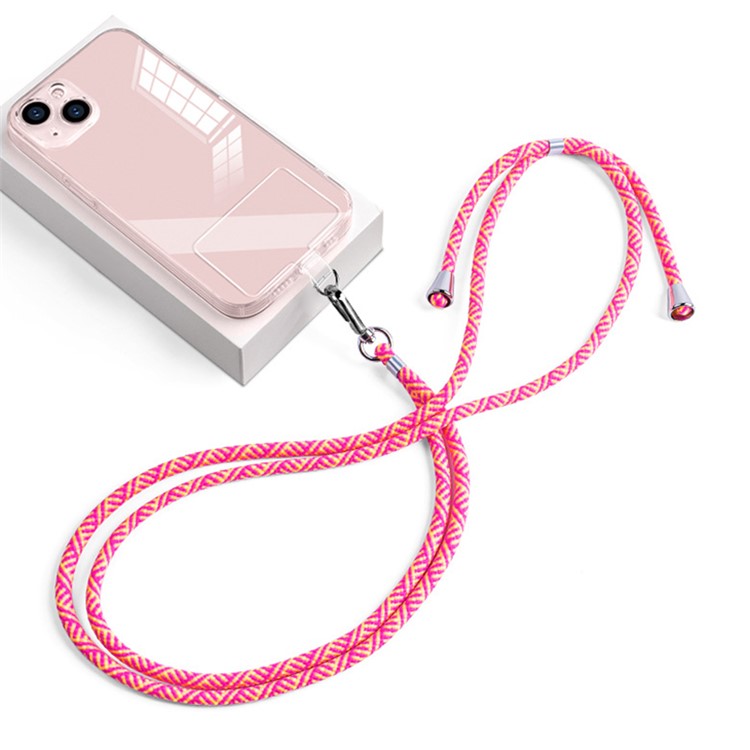 Universal Phone Lanyard 6mm Nylon Adjustable Phone Neck Strap with Pad - Rose Yellow / Y Pattern