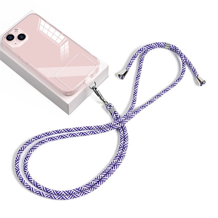 Universal Phone Lanyard 6mm Nylon Adjustable Phone Neck Strap with Pad - Blue White / Y Pattern