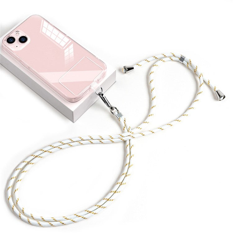 Cell Phone Crossbody Lanyard 6mm Nylon Universal Phone Shoulder Strap with Pad - White Gold