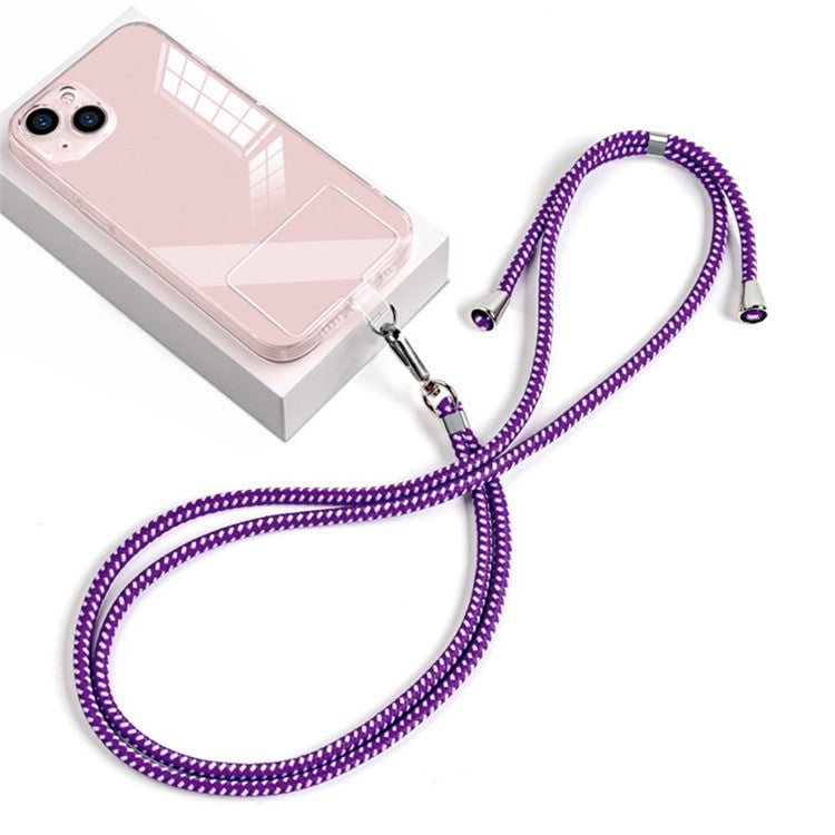 Cell Phone Crossbody Lanyard 6mm Nylon Universal Phone Shoulder Strap with Pad - Purple White