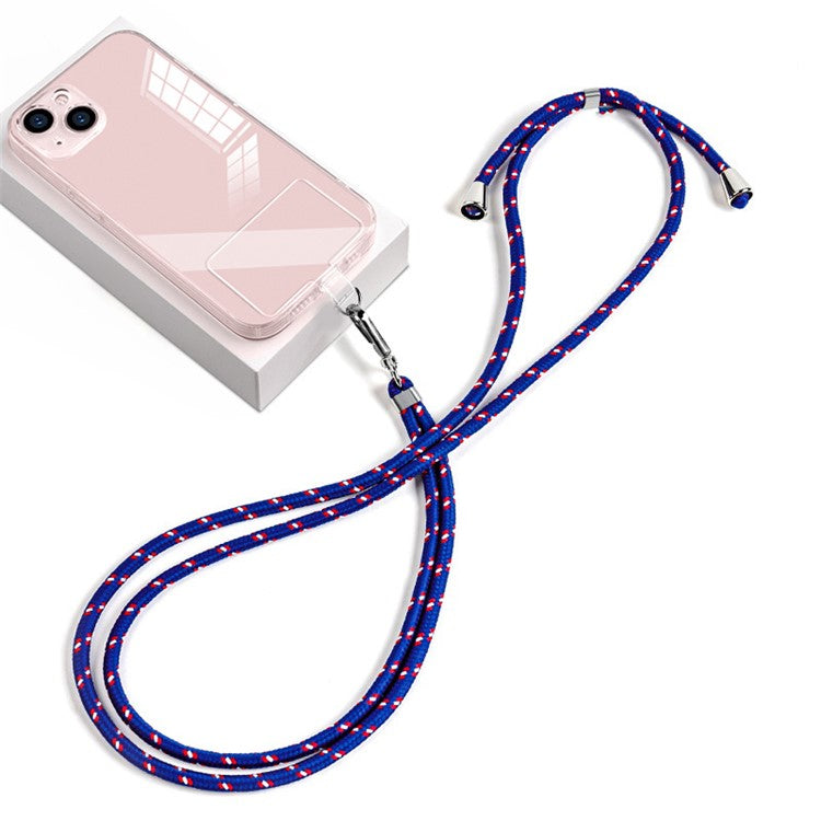 6mm Nylon Phone Lanyard Universal Adjustable Neck Straps with Pad - Blue White Red