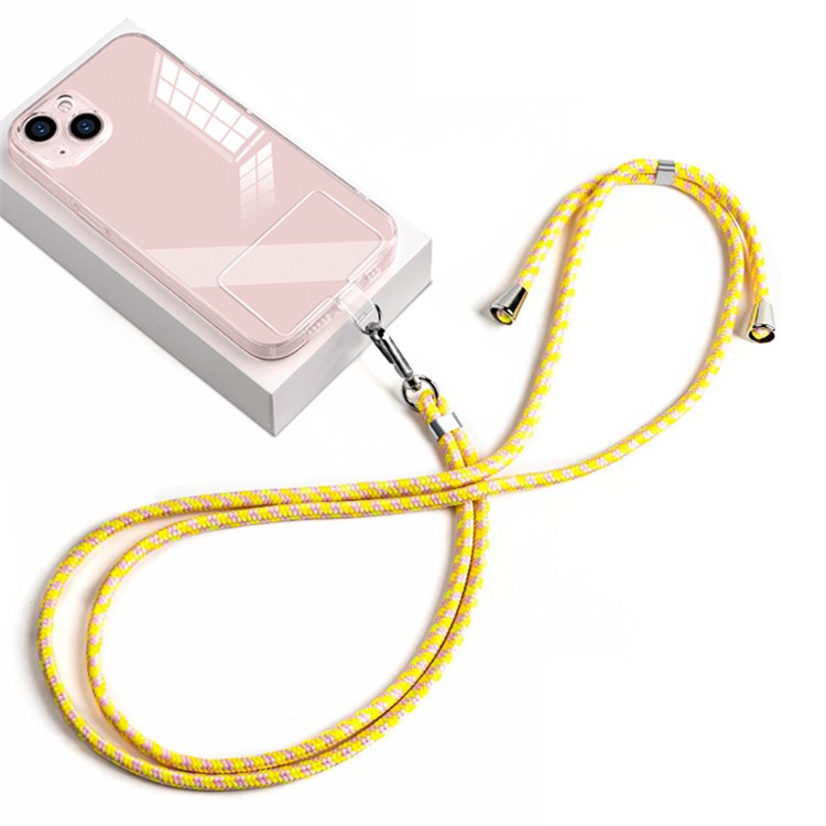 6mm Nylon Phone Lanyard Universal Adjustable Neck Straps with Pad - Pink Yellow Green