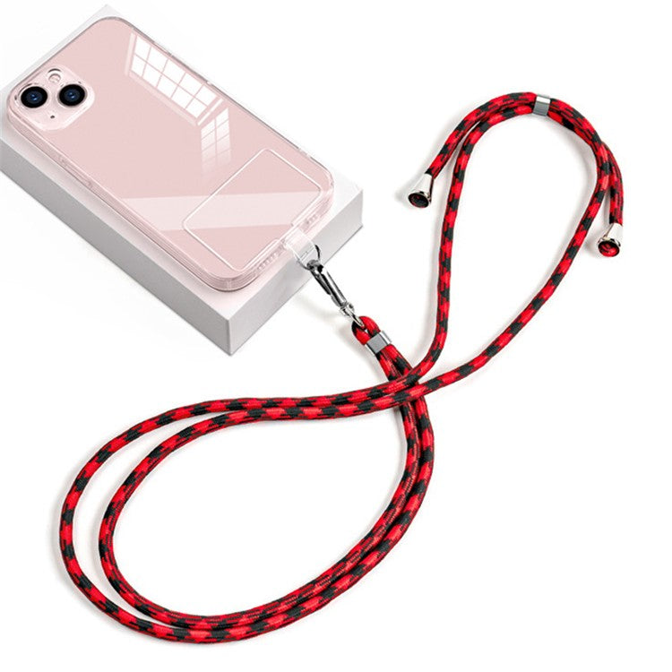 6mm Nylon Phone Lanyard Universal Adjustable Neck Straps with Pad - Red+Black