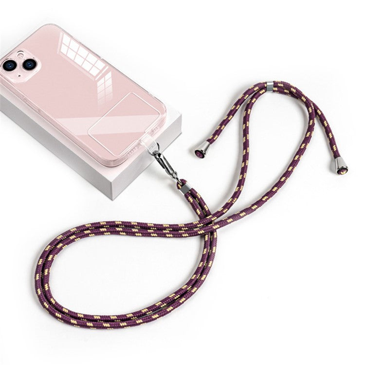 6mm Nylon Phone Lanyard Universal Adjustable Neck Straps with Pad - Purple Coffee