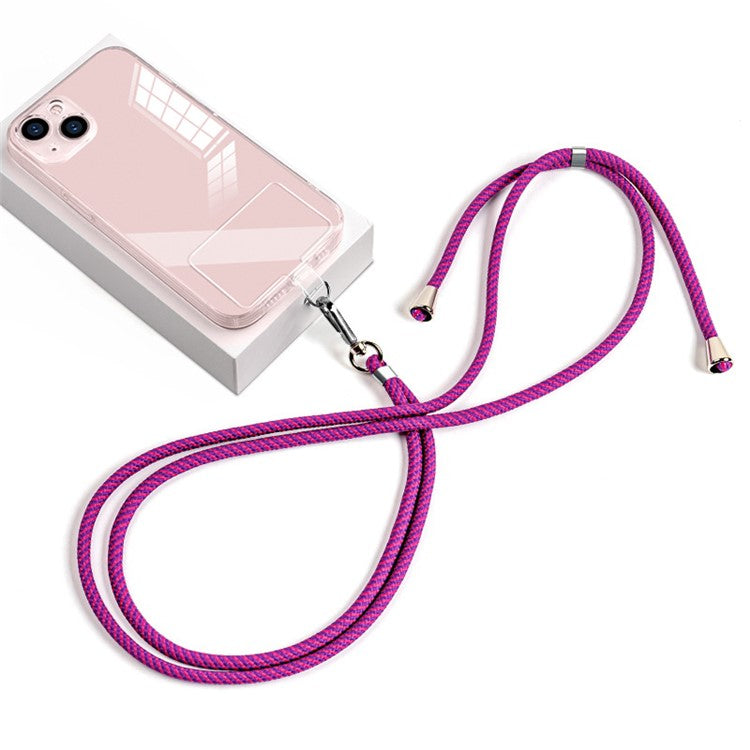 6mm Nylon Phone Lanyard Universal Adjustable Neck Straps with Pad - Rose Purple